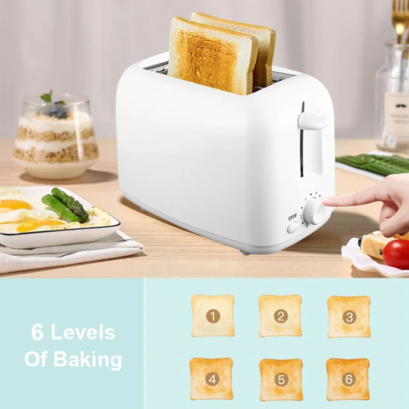 2025 Portable Mini Breakfast Toaster Automatic Removable Bread Crumb Tray Toaster 6 Modes 2 Slice Bread Maker Toaster Ding~