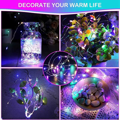 Peach Forest Fairy Light LED Copper Wire String – Battery Powered 1–10M Decorative Light for Bedroom, Garden, Party & Wedding