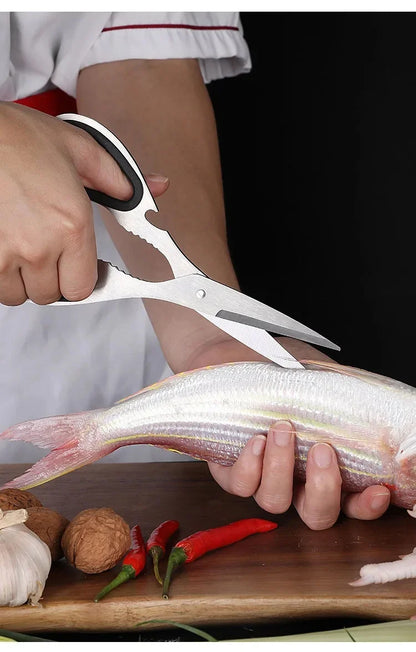 Stainless Steel Multifunction Kitchen Scissors – Heavy-Duty Bone Shears for Chicken, Fish, Vegetables & Household Use