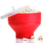 Foldable Silicone Microwave Popcorn Maker Bowl with Lid – Oil-Free DIY Popcorn Popper