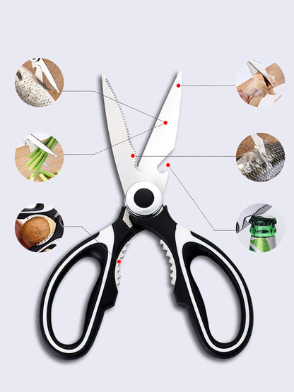 Multi-Functional Stainless Steel Kitchen Scissors – Heavy-Duty Poultry, Fish Bone & Food Prep Shears with Non-Slip Handle + Protective Cover