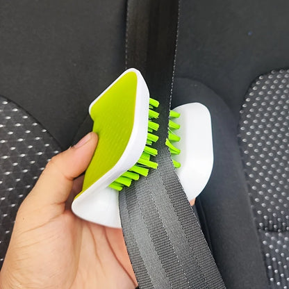 Double-Sided U-Shaped Seat Belt Cleaning Brush – Car Interior Detailing Tool with Folding Tray Sponge & Handguard