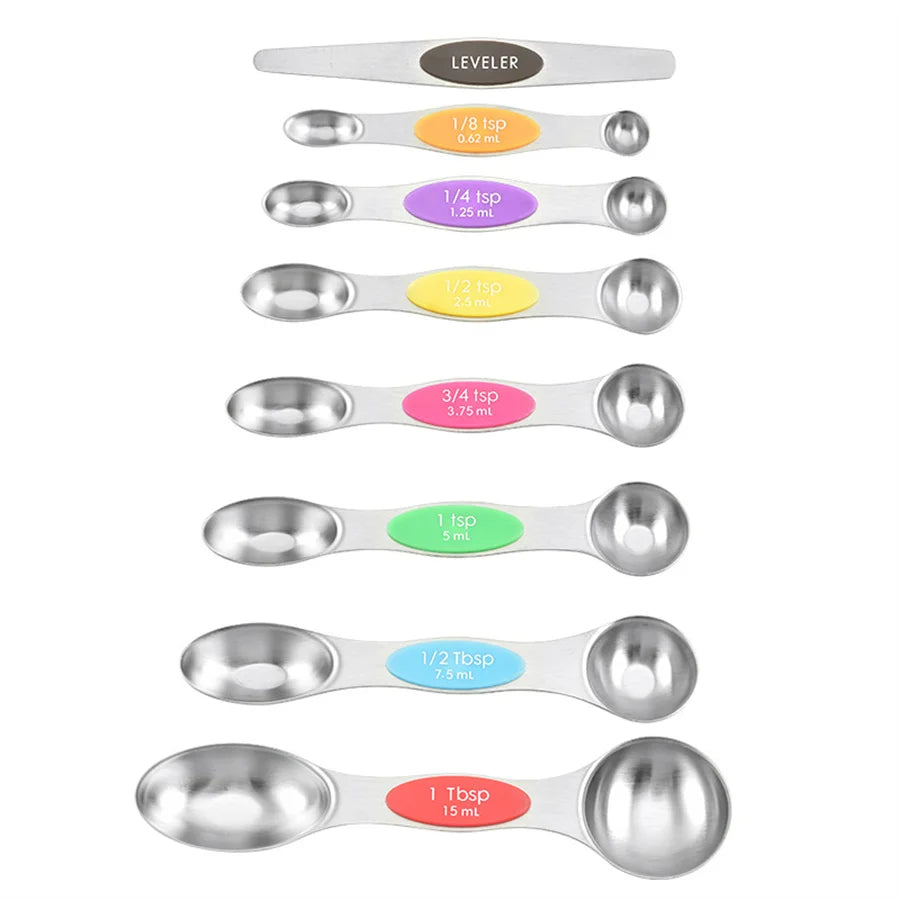 Stainless Steel Magnetic Measuring Spoons Set Heavy Duty Metal Kitchen Gadgets for Baking & Cooking, Fits in Most Kitchen Spice