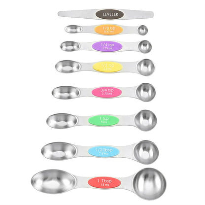 Stainless Steel Magnetic Measuring Spoons Set Heavy Duty Metal Kitchen Gadgets for Baking & Cooking, Fits in Most Kitchen Spice