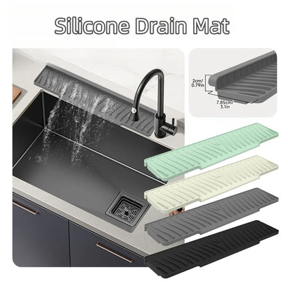 45cm Silicone Faucet Drain Mat – Anti-Slip Sink Splash Guard & Kitchen Sink Holder (Modern Farmhouse Decor)