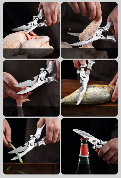 Professional Chicken Bone Scissors – Upgraded Heavy-Duty Poultry Shears for Chicken, Turkey, Fish, Meat & Vegetables (Stainless Steel)
