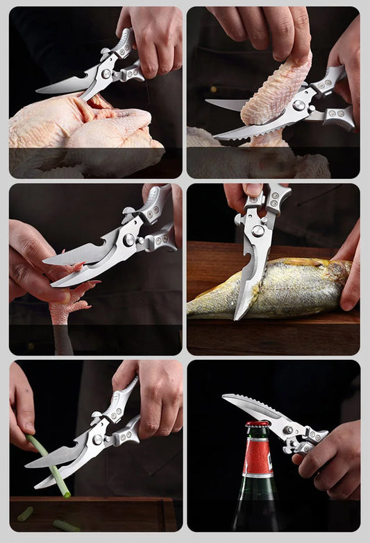 Professional Chicken Bone Scissors – Upgraded Heavy-Duty Poultry Shears for Chicken, Turkey, Fish, Meat & Vegetables (Stainless Steel)