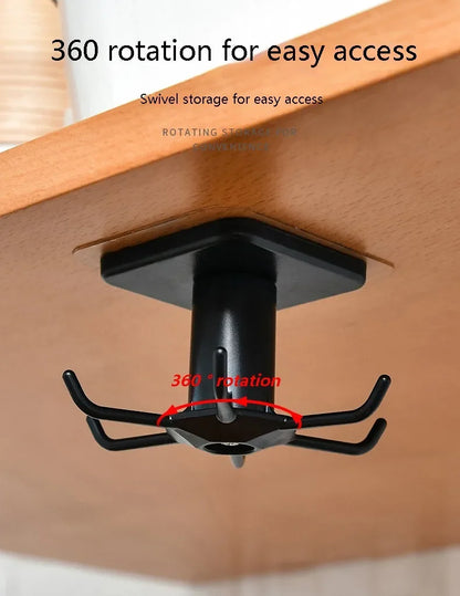 2PCS Kitchen Hook Organizer – Wall-Mounted Hanger & Dish Lid Rack for Cups, Utensils & Bathroom Storage (6 Hooks, PP/ABS)