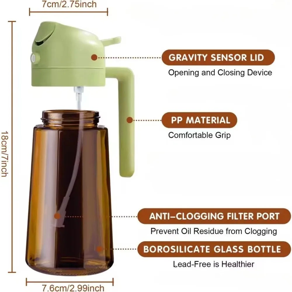 470ML Dark Glass Oil Sprayer – Light-Blocking Olive Oil Dispenser for Cooking, Air Fryer, BBQ & Seasoning