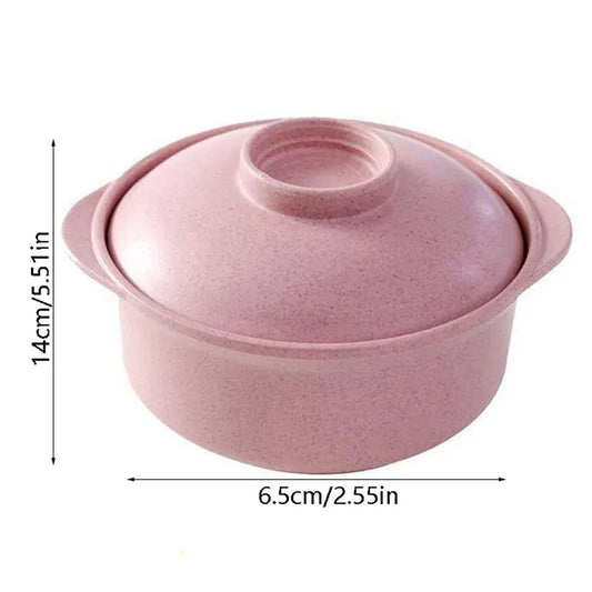 Eco-Friendly Wheat Straw Instant Noodle Bowl with Lid – Portable Soup & Rice Container with Handles