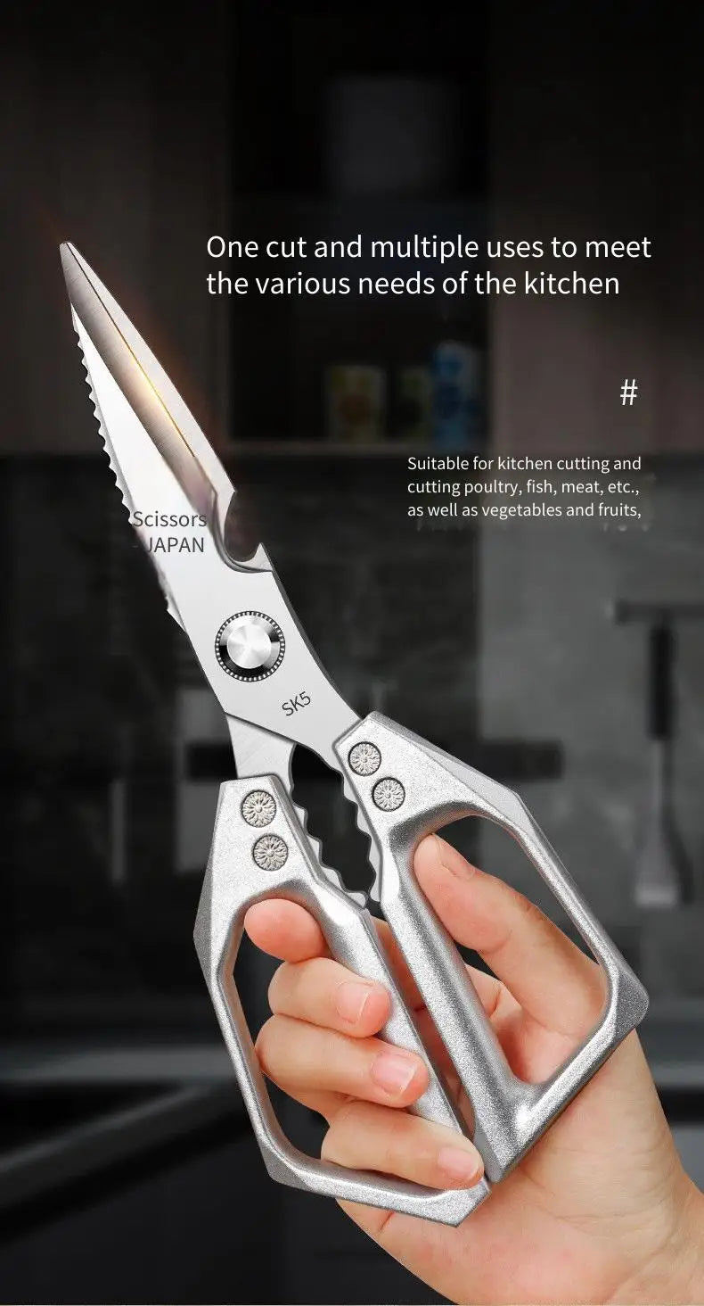 Stainless Steel Heavy-Duty Kitchen Scissors – Multi-Functional Bone Cutter for Chicken, Fish, Meat, Fruits & Vegetables