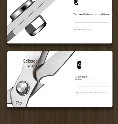 Stainless Steel Heavy-Duty Kitchen Scissors – Multi-Functional Bone Cutter for Chicken, Fish, Meat, Fruits & Vegetables