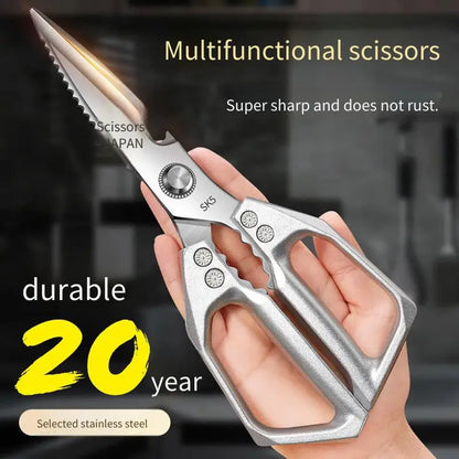 Stainless Steel Heavy-Duty Kitchen Scissors – Multi-Functional Bone Cutter for Chicken, Fish, Meat, Fruits & Vegetables