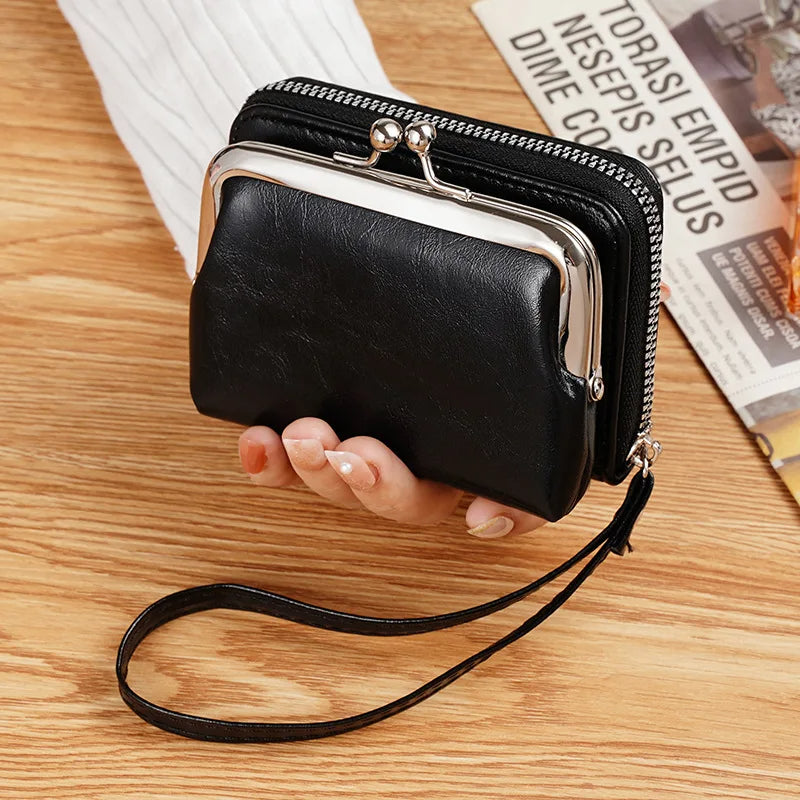 Wholesale Women Small Wallet Bag Coin Purse Short Zipper Hasp Money Clips with PU Leather Fashion Men Card Holder for Travel