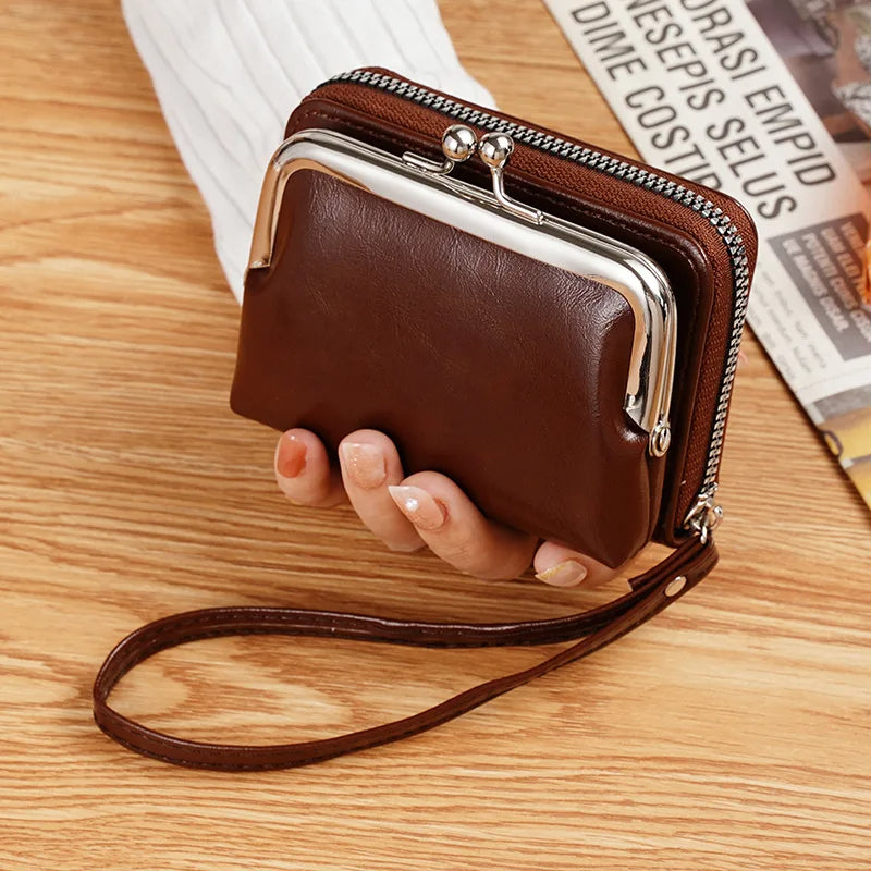 Wholesale Women Small Wallet Bag Coin Purse Short Zipper Hasp Money Clips with PU Leather Fashion Men Card Holder for Travel