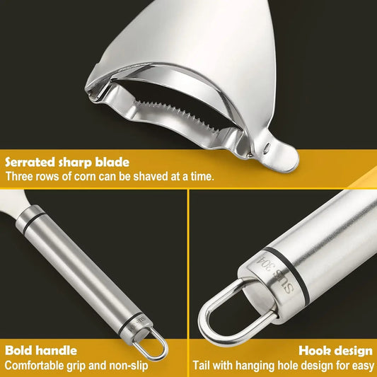 Stainless Steel Corn Peeler Serrated Corn Stripper Peelers Cob Shaver Planer Thresher Cutter Kitchen Fruit Vegetable Gadget Tool